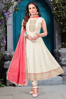 Picture of Striking Off-White Designer A-Line Salwar Suit for Engagement, Party, Reception