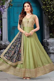 Picture of Mesmerizing Green Designer Anarkali Suit for Mehendi