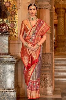 Picture of Creative Pure Banarasi Silk Designer Saree for Wedding, Engagement and Reception
