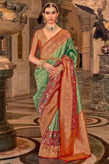 Picture of Dazzling Pure Banarasi Silk Designer Saree for Wedding, Engagement and Reception