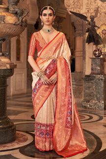 Picture of Awesome Pure Banarasi Silk Designer Saree for Wedding, Engagement and Reception