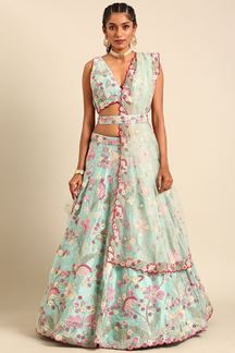 Picture of Magnificent Turquoise Blue Designer Lehenga Choli for Wedding, Engagement and Reception