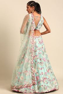 Picture of Magnificent Turquoise Blue Designer Lehenga Choli for Wedding, Engagement and Reception