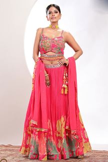 Picture of Alluring Pink Designer Indo-Western Lehenga Choli for Party