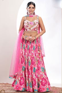 Picture of Trendy Pink Designer Indo-Western Lehenga Choli for Party