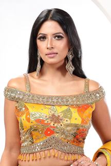 Picture of Glamorous Yellow Designer Indo-Western Lehenga Choli for Party and Haldi