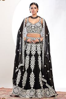 Picture of Attractive Black Designer Indo-Western Lehenga Choli for Party