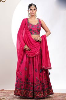 Picture of Beautiful Pink Designer Indo-Western Lehenga Choli for Party