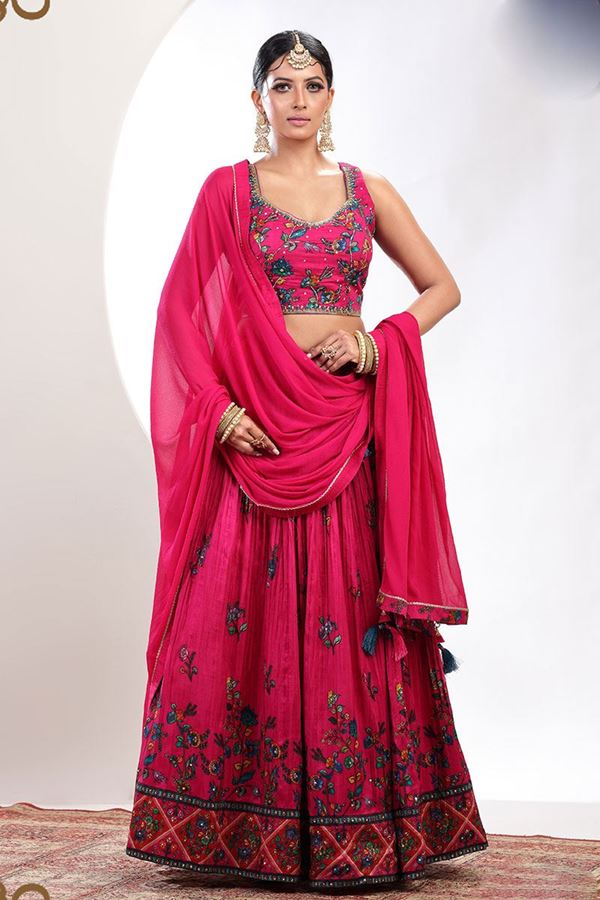 Picture of Beautiful Pink Designer Indo-Western Lehenga Choli for Party