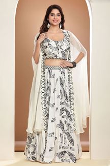 Picture of Stunning White Designer Indo-Western Lehenga Choli for Party