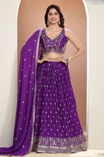 Picture of Heavenly Purple Designer Indo-Western Lehenga Choli for Party
