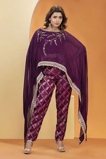 Picture of Gorgeous Purple Designer Indo-Western Outfit for Party