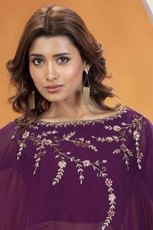 Picture of Gorgeous Purple Designer Indo-Western Outfit for Party