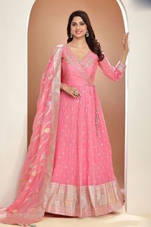 Picture of Surreal Baby Pink Designer Anarkali Suit for Party