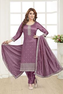 Picture of Striking Lilac Designer Straight Cut Suit for Party