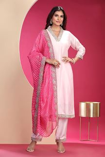 Picture of Mesmerizing Baby Pink Designer Straight Cut Suit for Party