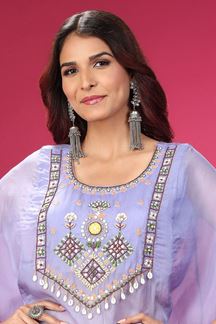 Picture of Dazzling Lavender Designer Indo-Western Outfit for Party