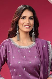 Picture of Royal Purple Designer Straight Cut Suit for Party
