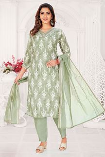 Picture of Breathtaking Pista Green Designer Straight Cut Suit for Party and Mehendi