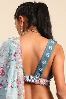 Picture of Delightful Teal Blue Designer Indo-Western Lehenga Choli for Sangeet and Reception