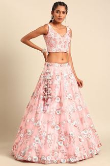 Picture of MagnificentPink Designer Indo-Western Lehenga Choli for Sangeet and Reception