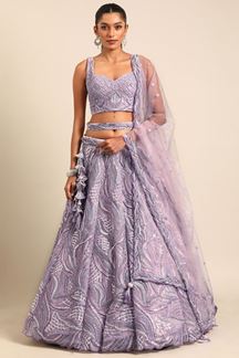 Picture of Astounding Lavender Designer Indo-Western Lehenga Choli for Sangeet and Reception