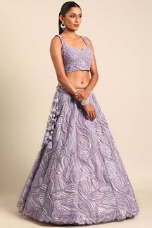Picture of Astounding Lavender Designer Indo-Western Lehenga Choli for Sangeet and Reception