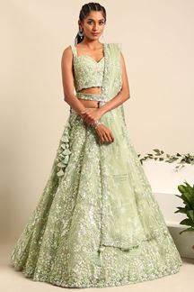 Picture of GorgeousLime Green Designer Indo-Western Lehenga Choli for Sangeet and Reception