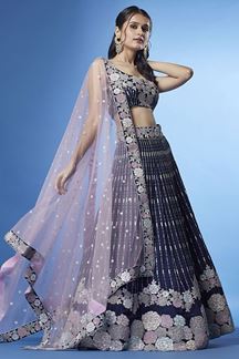 Picture of MesmerizingNavy Blue Designer Indo-Western Lehenga Choli for Sangeet and Reception