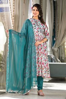 Picture of Vibrant Mid Night Blue Designer A-Line Suit for Party and Festival