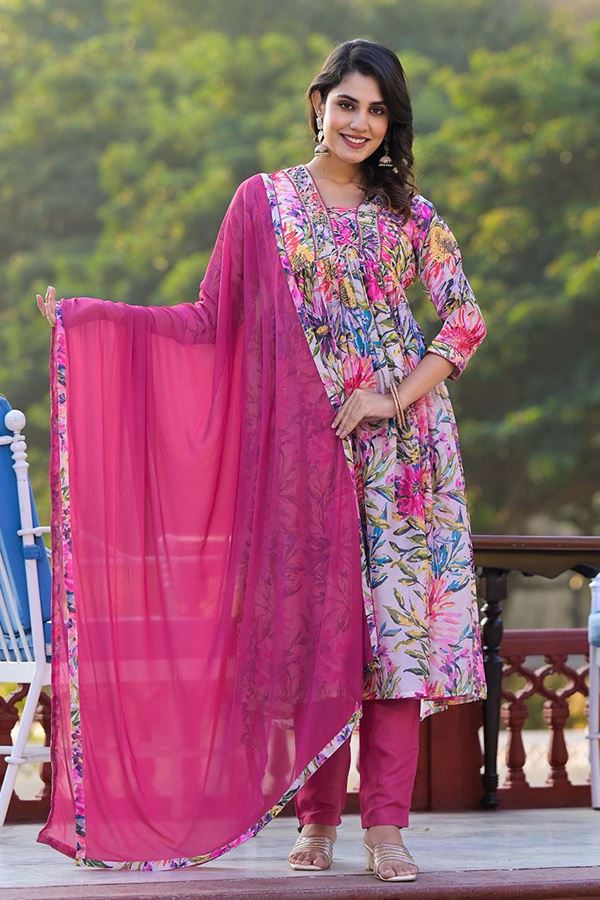 Picture of Astounding Pink Designer A-Line Suit for Party and Festival