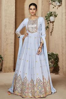 Picture of Irresistible Light Blue Designer Anarkali Suit for Party