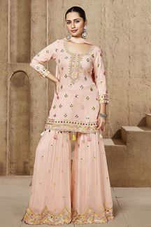 Picture of Heavenly Light Pink Designer Gharara Suit for Party