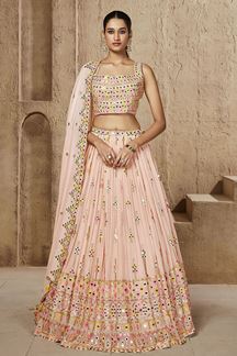 Picture of Appealing Light Pink Designer Indo-Western Lehenga Choli for Party