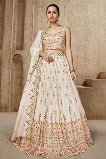 Picture of Magnificent Off White Designer Indo-Western Lehenga Choli for Party
