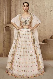 Picture of Astounding Off White Designer Indo-Western Lehenga Choli for Party