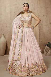 Picture of Gorgeous Light Pink Designer Indo-Western Lehenga Choli for Party