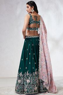 Picture of Trendy Teal Designer Indo-Western Lehenga Choli for Engagement and Reception