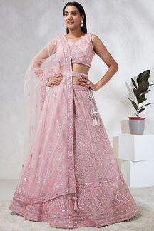 Picture of Marvelous Pink Designer Indo-Western Lehenga Choli for Engagement, and Reception