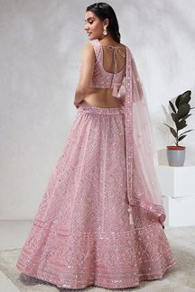 Picture of Marvelous Pink Designer Indo-Western Lehenga Choli for Engagement, and Reception