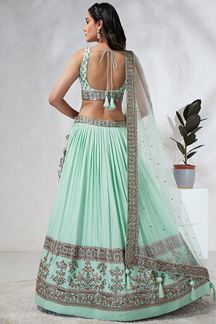 Picture of Charming Sea Green Designer Indo-Western Lehenga Choli for Engagement, and Reception