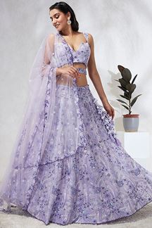 Picture of Enticing Lavender Designer Indo-Western Lehenga Choli for Engagement, and Reception