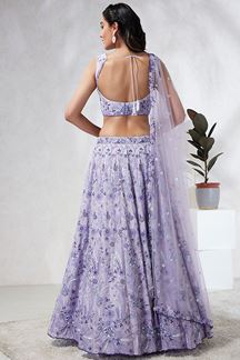 Picture of Enticing Lavender Designer Indo-Western Lehenga Choli for Engagement, and Reception