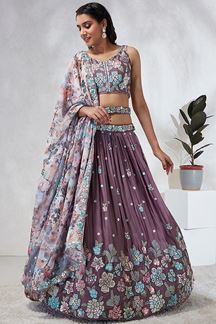 Picture of Beautiful Lavender Designer Indo-Western Lehenga Choli for Engagement, and Reception