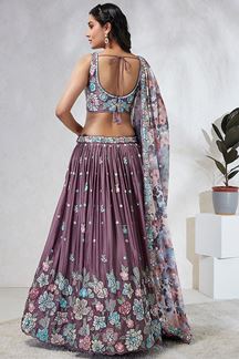 Picture of Beautiful Lavender Designer Indo-Western Lehenga Choli for Engagement, and Reception