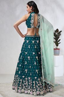 Picture of Artistic Green Designer Indo-Western Lehenga Choli for Engagement, and Reception