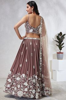 Picture of Gorgeous Rose Gold Designer Indo-Western Lehenga Choli for Engagement, and Reception