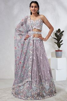 Picture of Pretty Mauve Designer Indo-Western Lehenga Choli for Engagement, and Reception