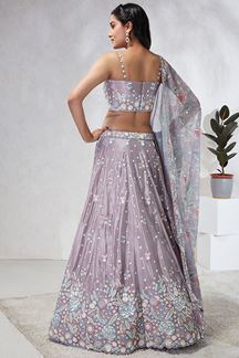 Picture of Pretty Mauve Designer Indo-Western Lehenga Choli for Engagement, and Reception