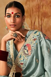 Picture of Ethnic Pure Banarasi Kanjivaram Silk Designer Saree for Wedding, Engagement, and Reception